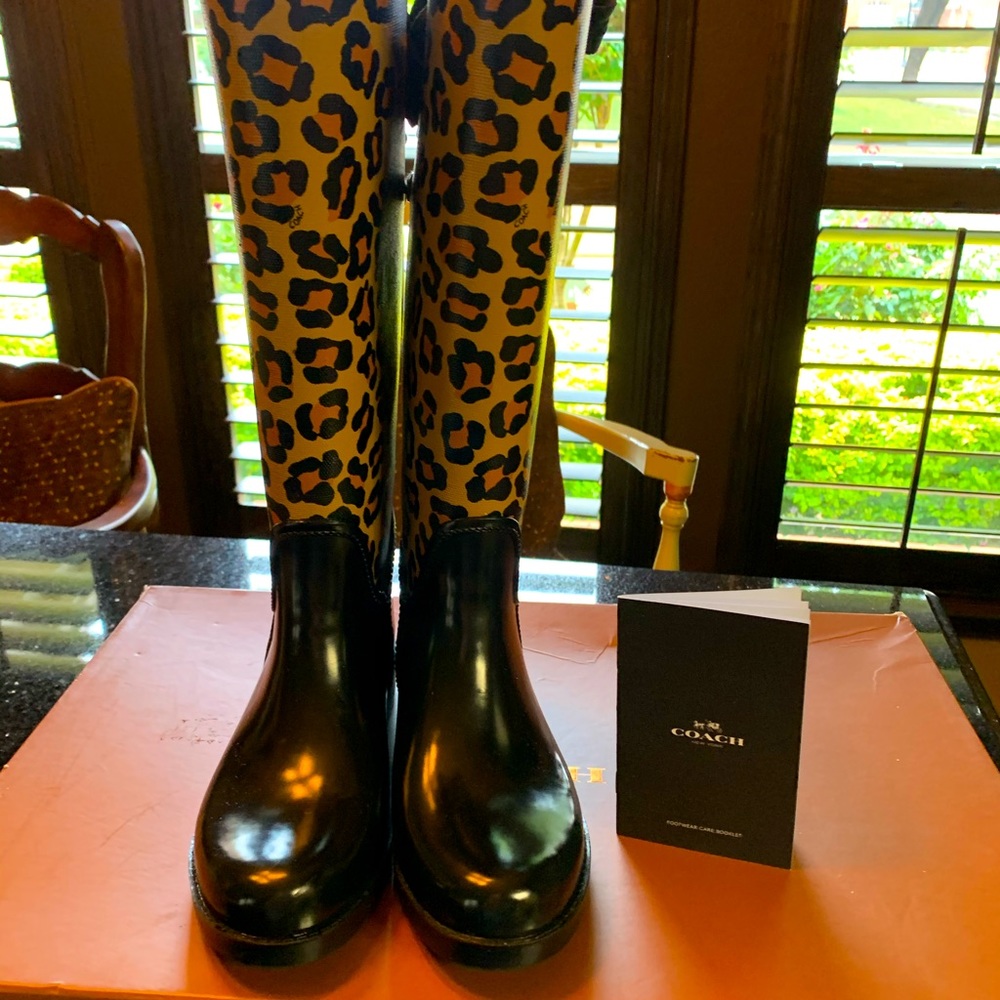 Coach Leopard Rain boots